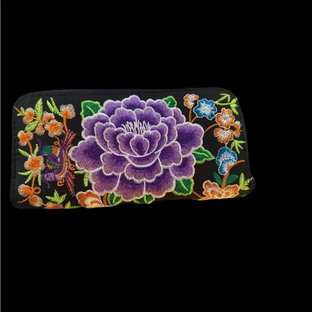 Purple Floral Embroidered‎ Women’s Wallet